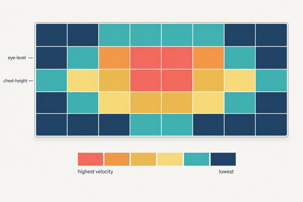 Heat map showing the highest value shelf positions in a beer cave run.